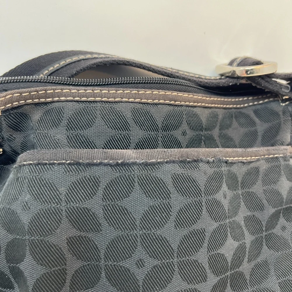 FOSSIL Marlowe Black Fabric Crossbody Purse‎ Pockets Key Charm